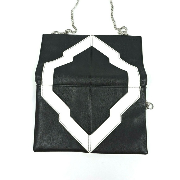 Miche Black White Art Deco Clutch Faux Leather - Picture 2 of 8